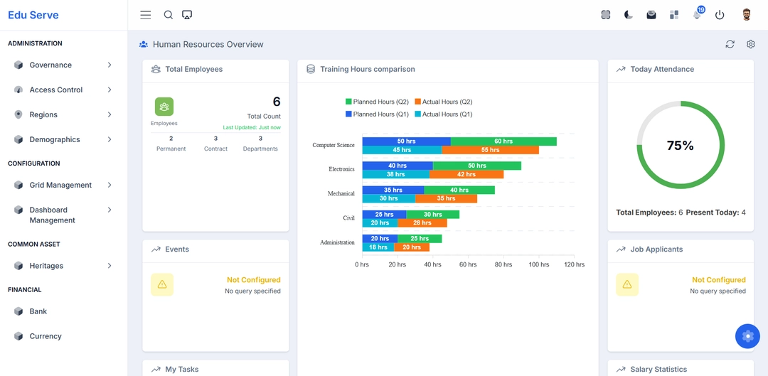 ERP Dashboard screenshot